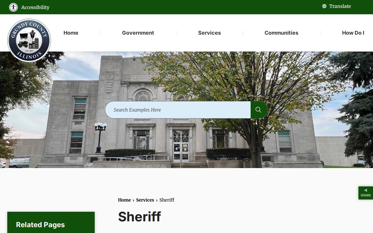 Grundy County Sheriff's Office official webpage with department and records links