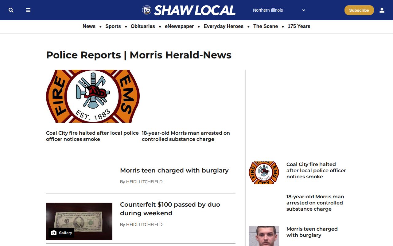 Grundy County arrest reports in the Shaw Local police reports section